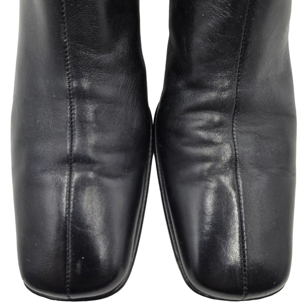 Ferragamo Italy Womens 8.5 4A Narrow Black Leather Dress Shoes Zip Ankle Boots - Picture 9 of 12